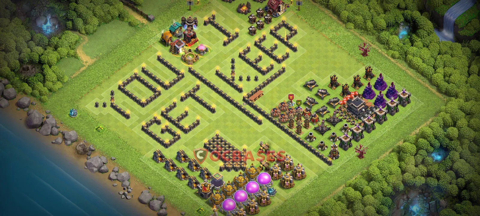 Art & Fun (Custom) Base TH9 - Clash of Clans Town Hall 9 Layout Link Art & Fun (Custom) Base TH9 - Clash of Clans Town Hall 9 FUN Base Layout with Copy Link 2026