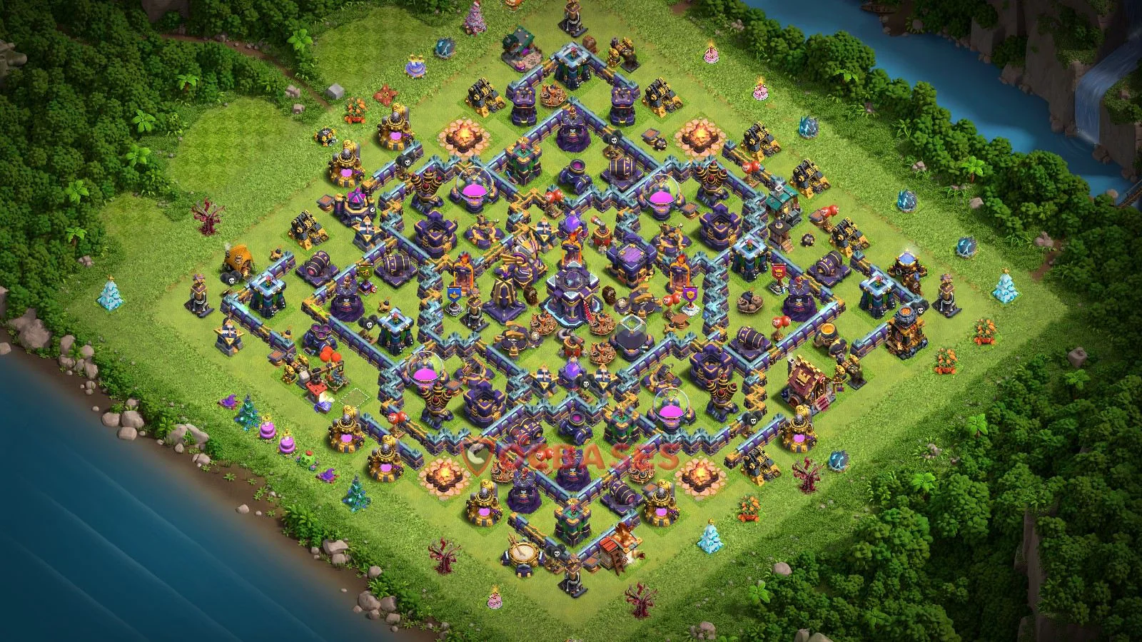 Hybrid (Defense) Base TH15 with Link | Clash of Clans Bases | Layouts ID 1cy0l