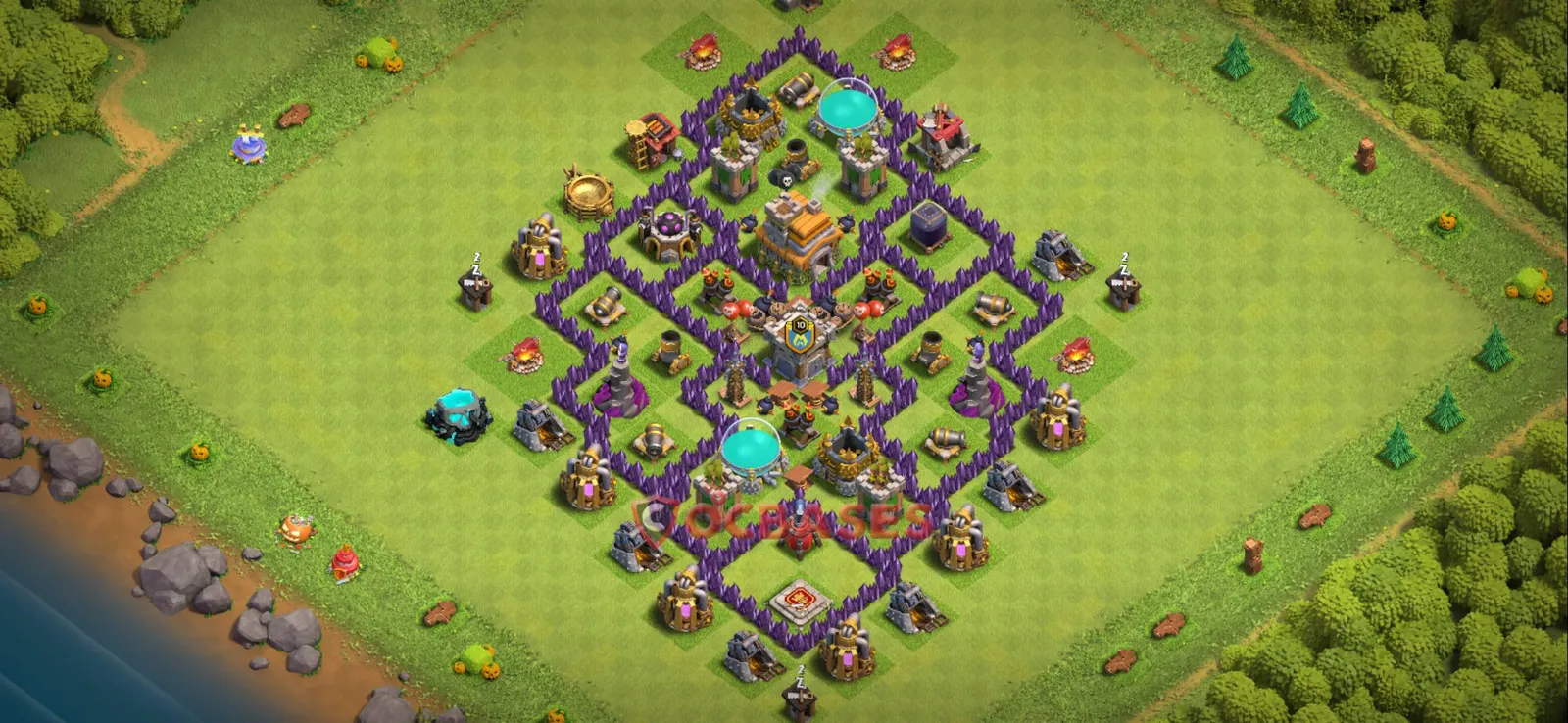 Hybrid (Defense) Base TH7 with Link | Clash of Clans Bases | Layouts ID 21q0q