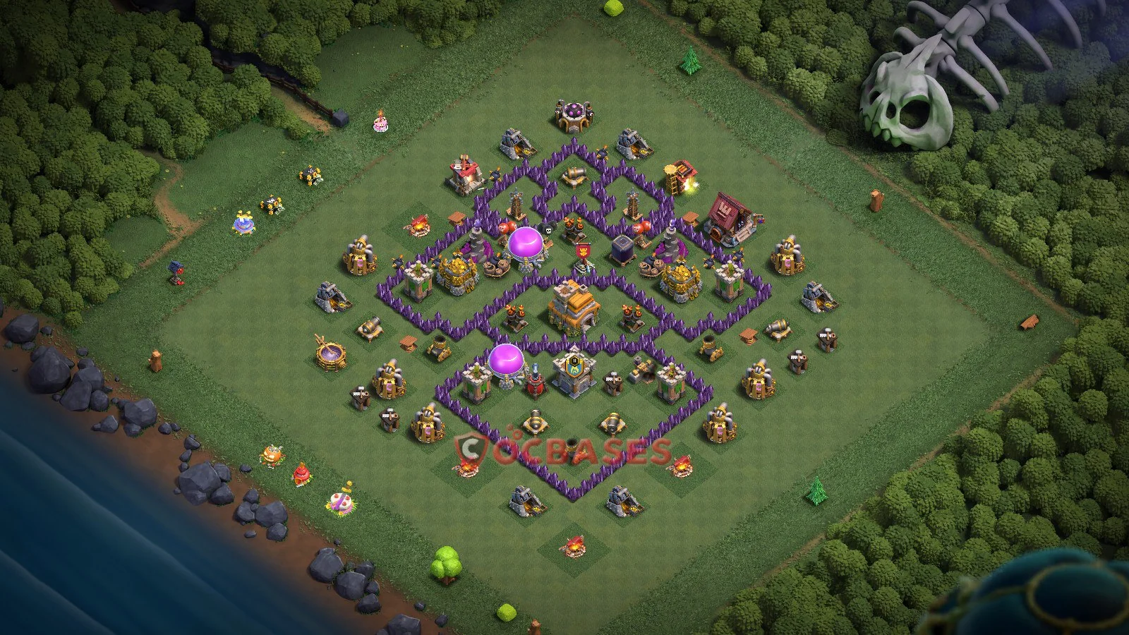 Hybrid (Defense) Base TH7 with Link | Clash of Clans Bases | Layouts ID 2c9dj