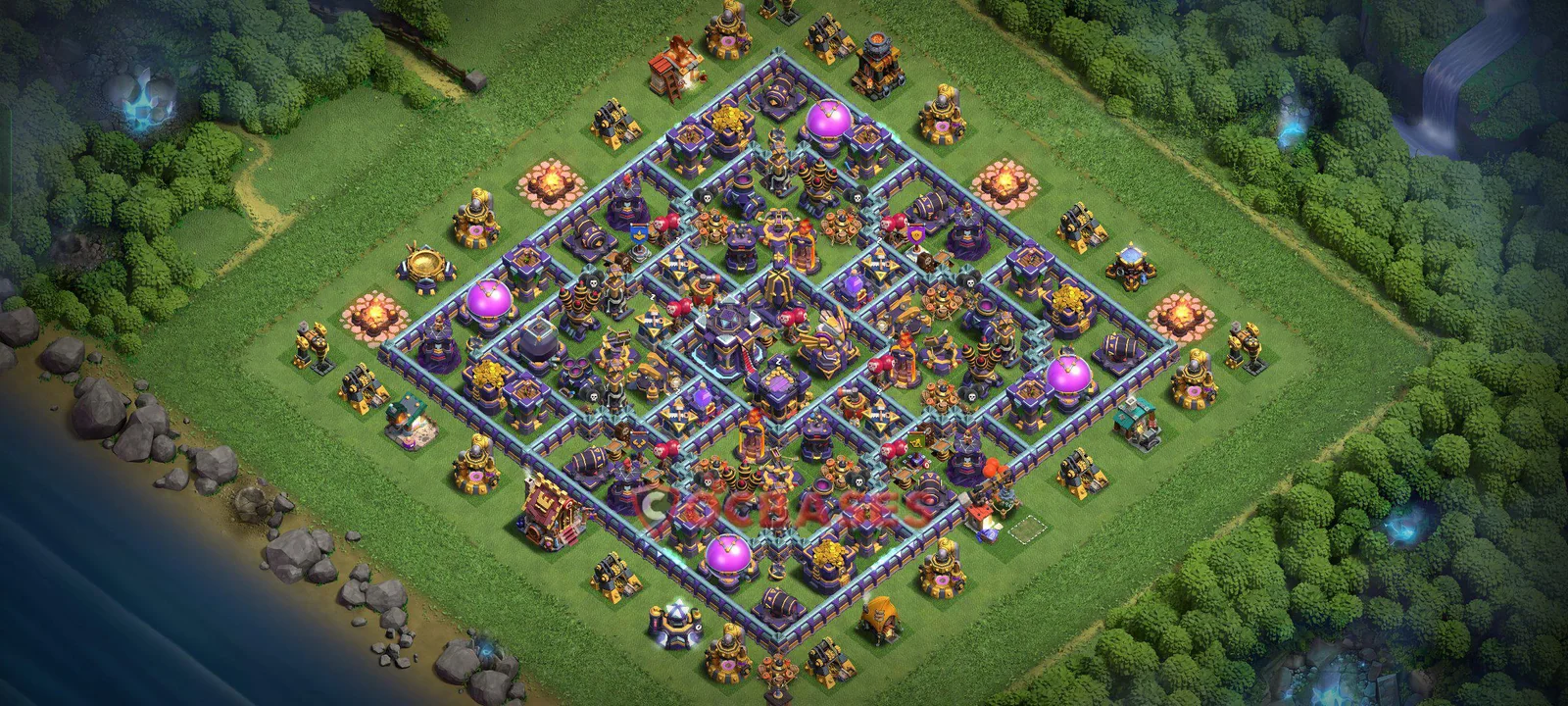 Hybrid (Defense) Base TH15 - Clash of Clans Town Hall 15 Layout with Link