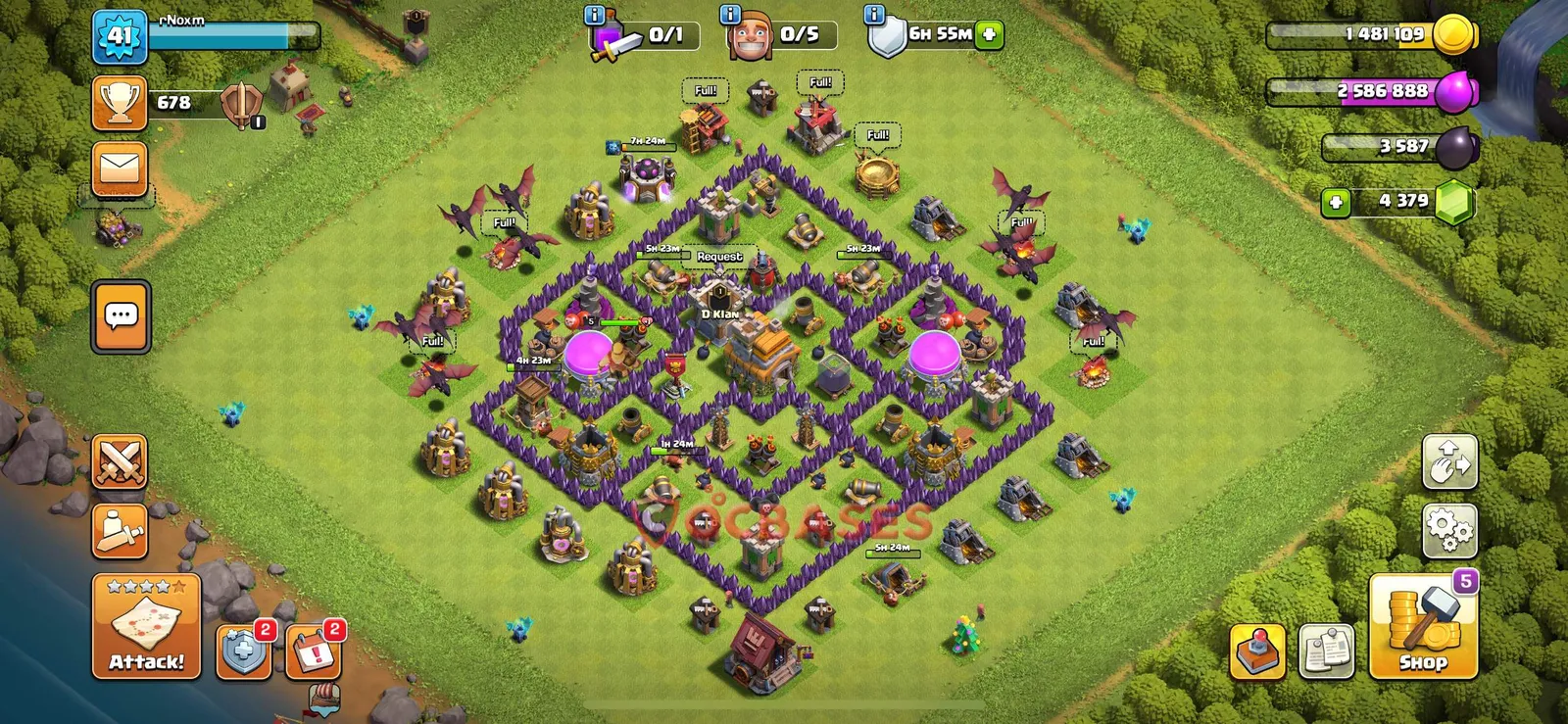 Hybrid (Defense) Base TH7 with Link | Clash of Clans Bases | Layouts ID 2uvvz