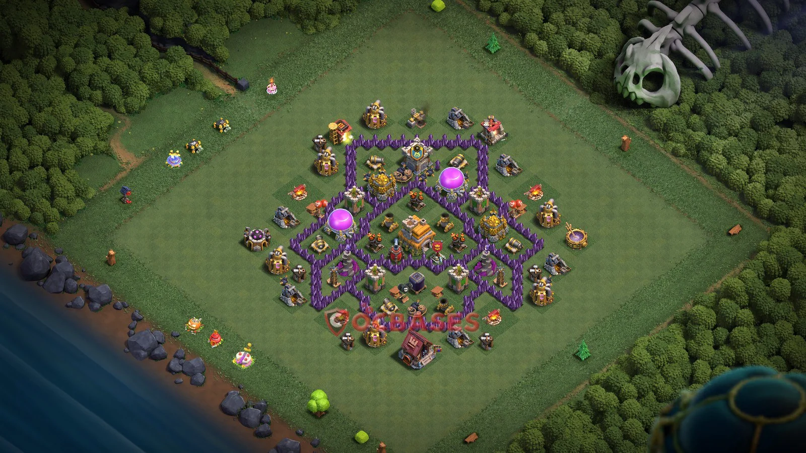 Hybrid (Defense) Base TH7 with Link | Clash of Clans Bases | Layouts ID 2vvb3