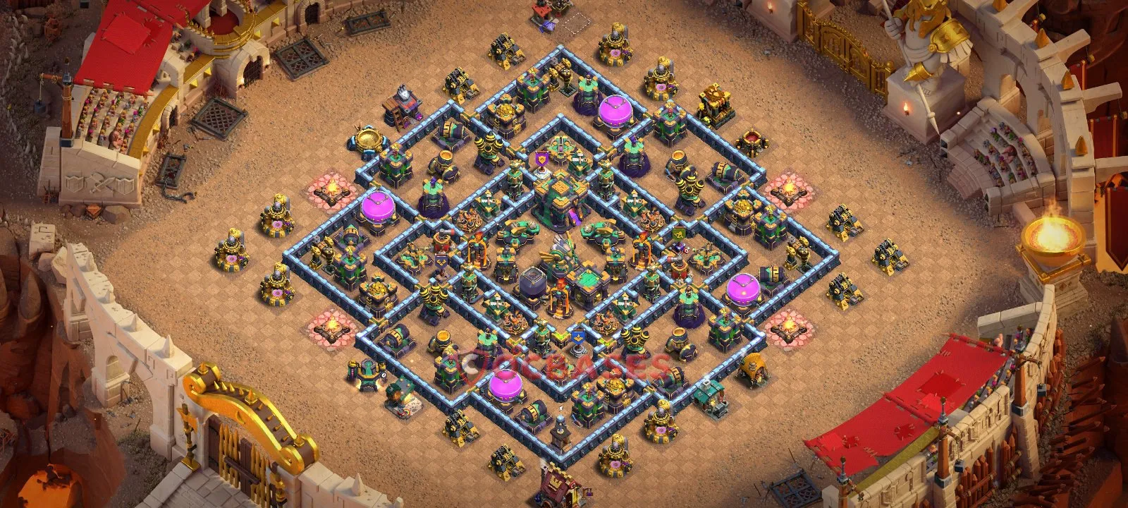 Hybrid (Defense) Base TH14 with Link | Clash of Clans Bases | Layouts ID 3qqq0