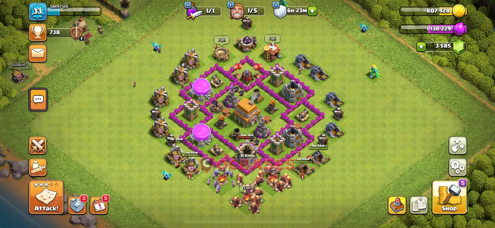 Hybrid (Defense) Base TH6 with Link | Clash of Clans Bases | Layouts ID 4e03f
