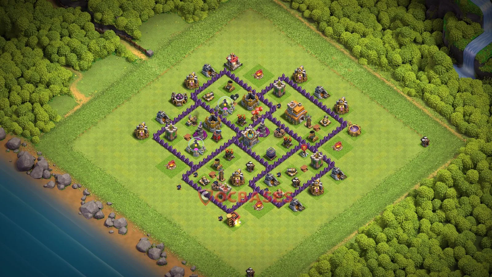 Hybrid (Defense) Base TH7 with Link | Clash of Clans Bases | Layouts ID 4qoxp