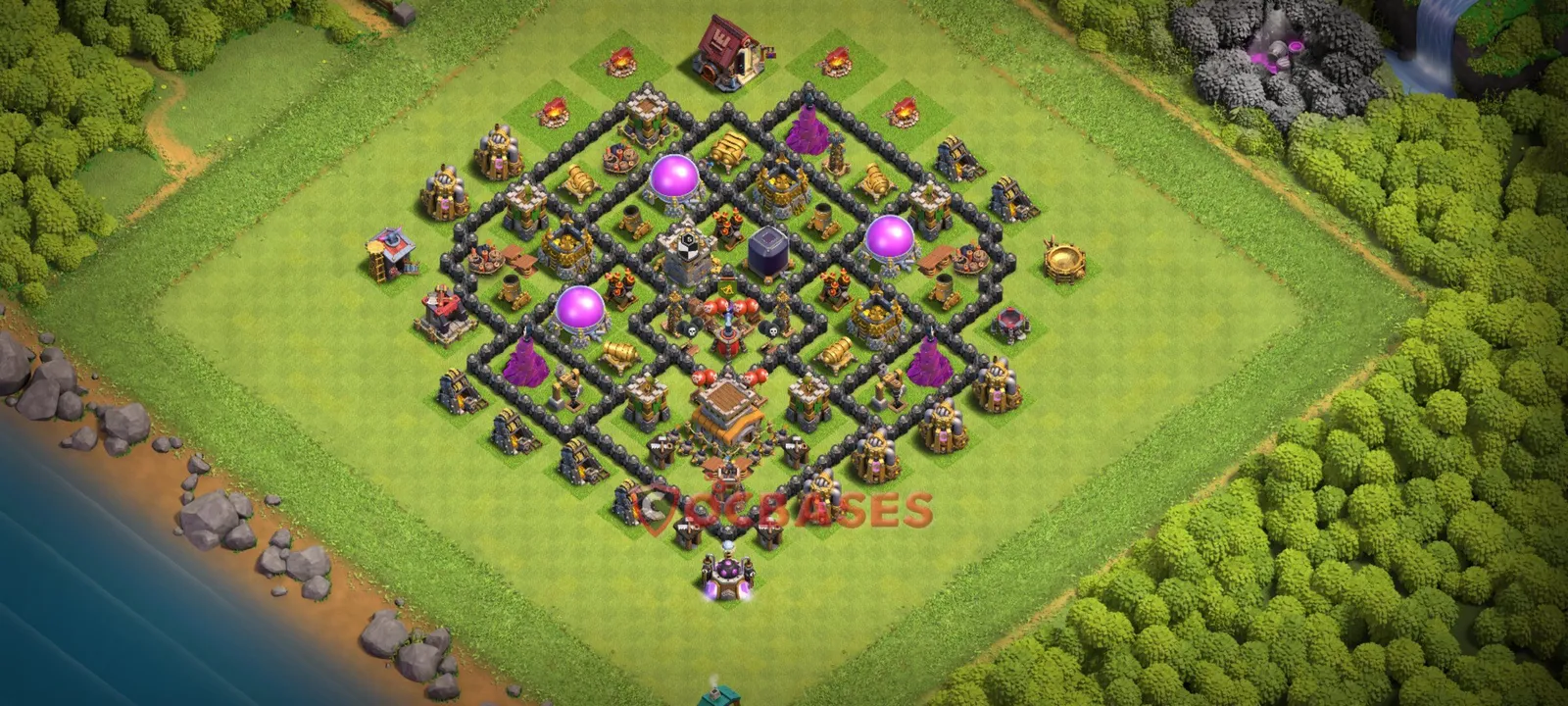 Hybrid (Defense) Base TH8 with Link | Clash of Clans Bases | Layouts ID 60tjf