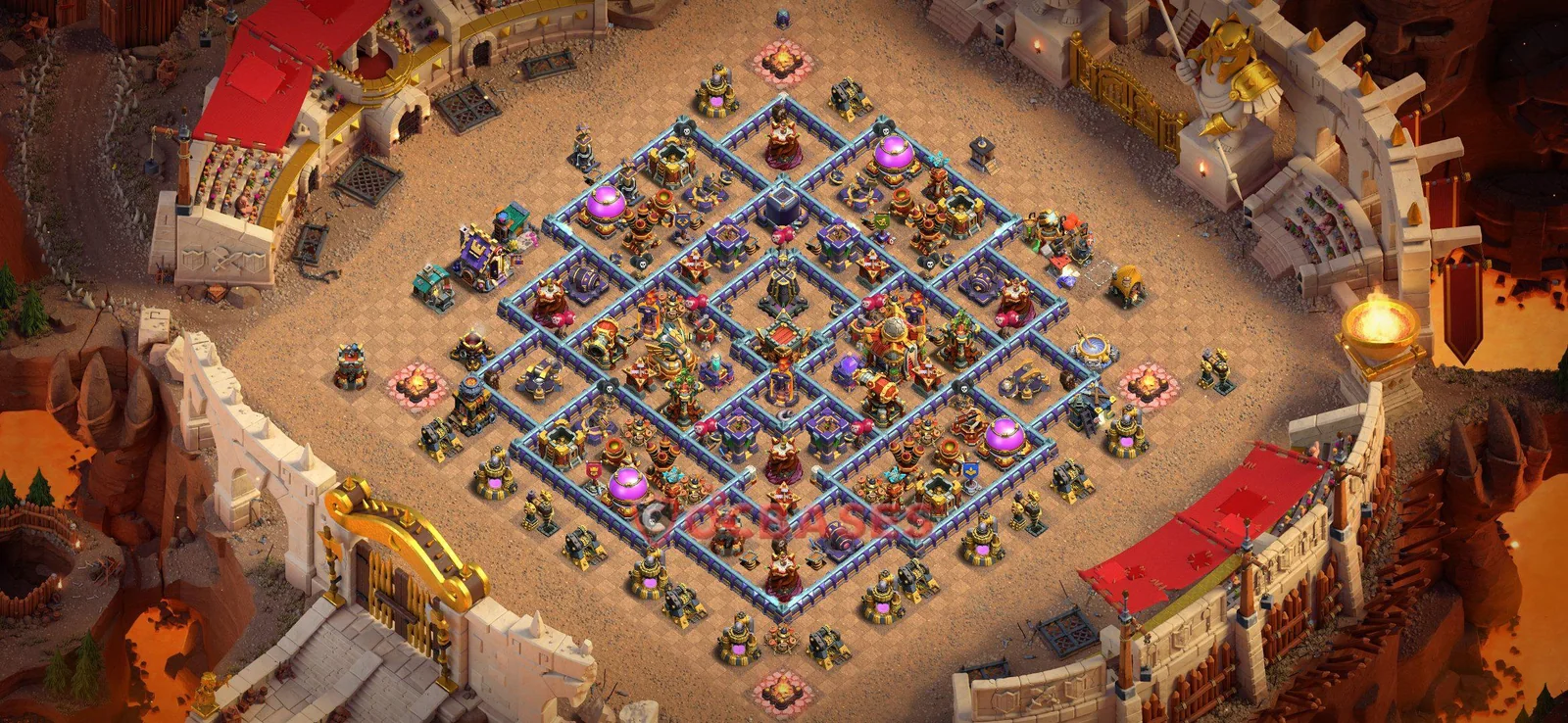 Hybrid (Defense) Base TH16 with Link | Clash of Clans Bases | Layouts ID 6dx9b