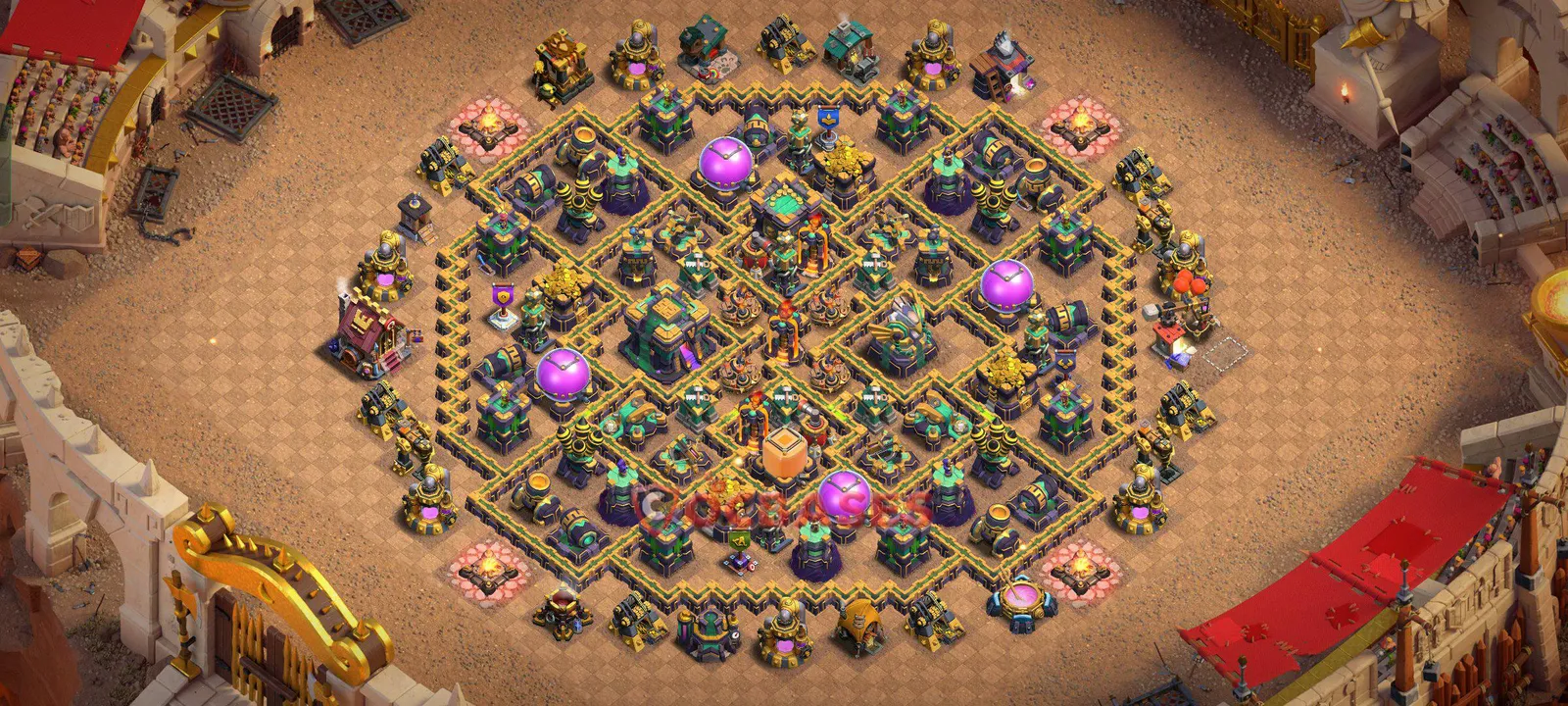 Hybrid (Defense) Base TH14 with Link | Clash of Clans Bases | Layouts ID 6tpg6