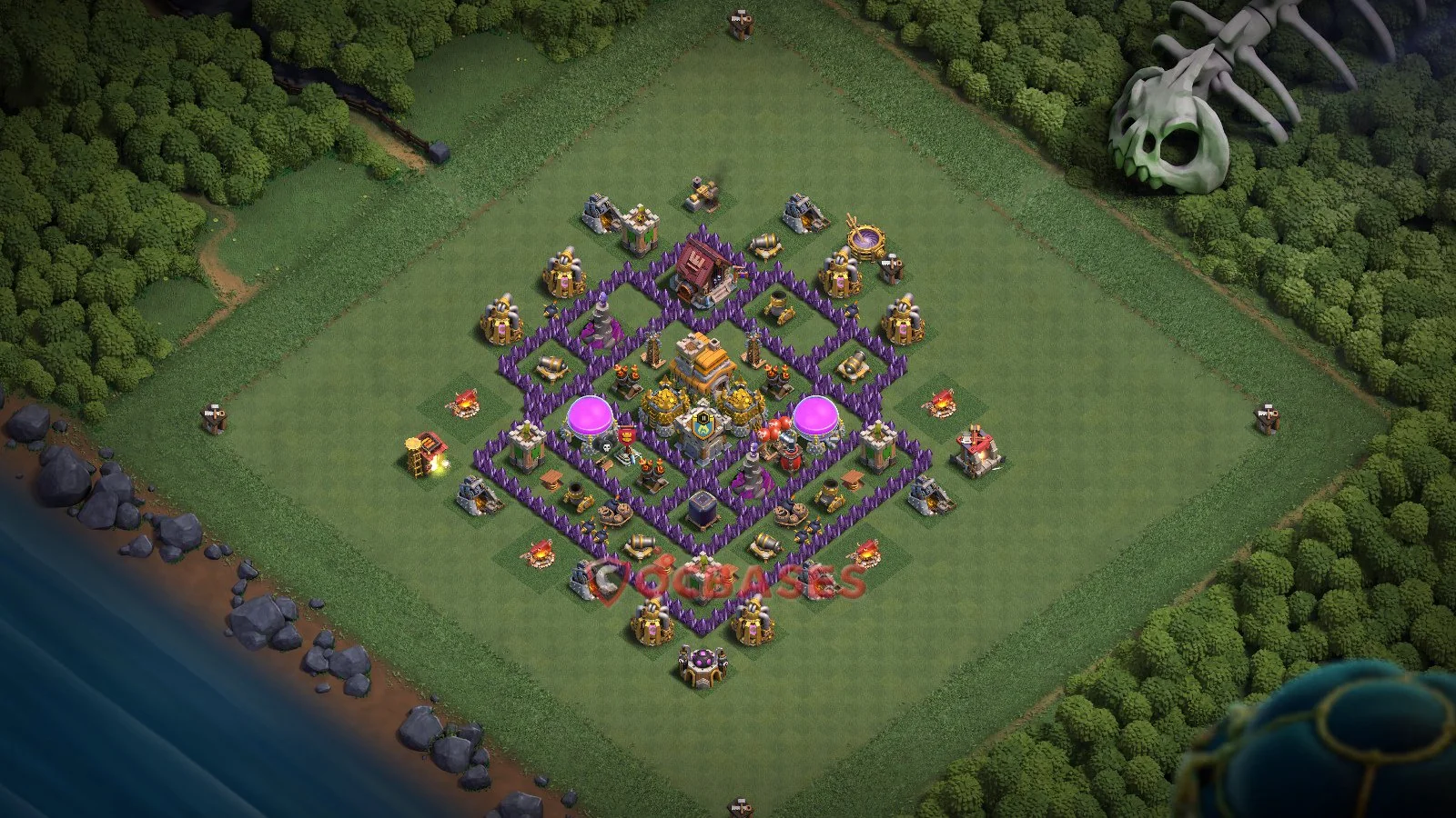Hybrid (Defense) Base TH7 with Link | Clash of Clans Bases | Layouts ID 6yb4c