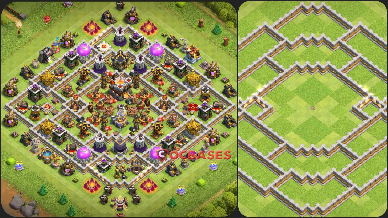 Hybrid (Defense) Base TH11 with Link | Clash of Clans Bases | Layouts ID 6yt4o