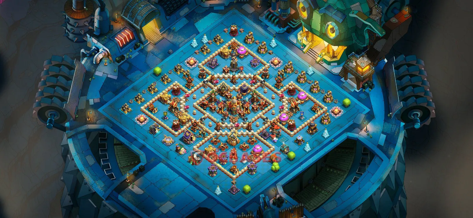 Hybrid (Defense) Base TH16 with Link | Clash of Clans Bases | Layouts ID 7e96k