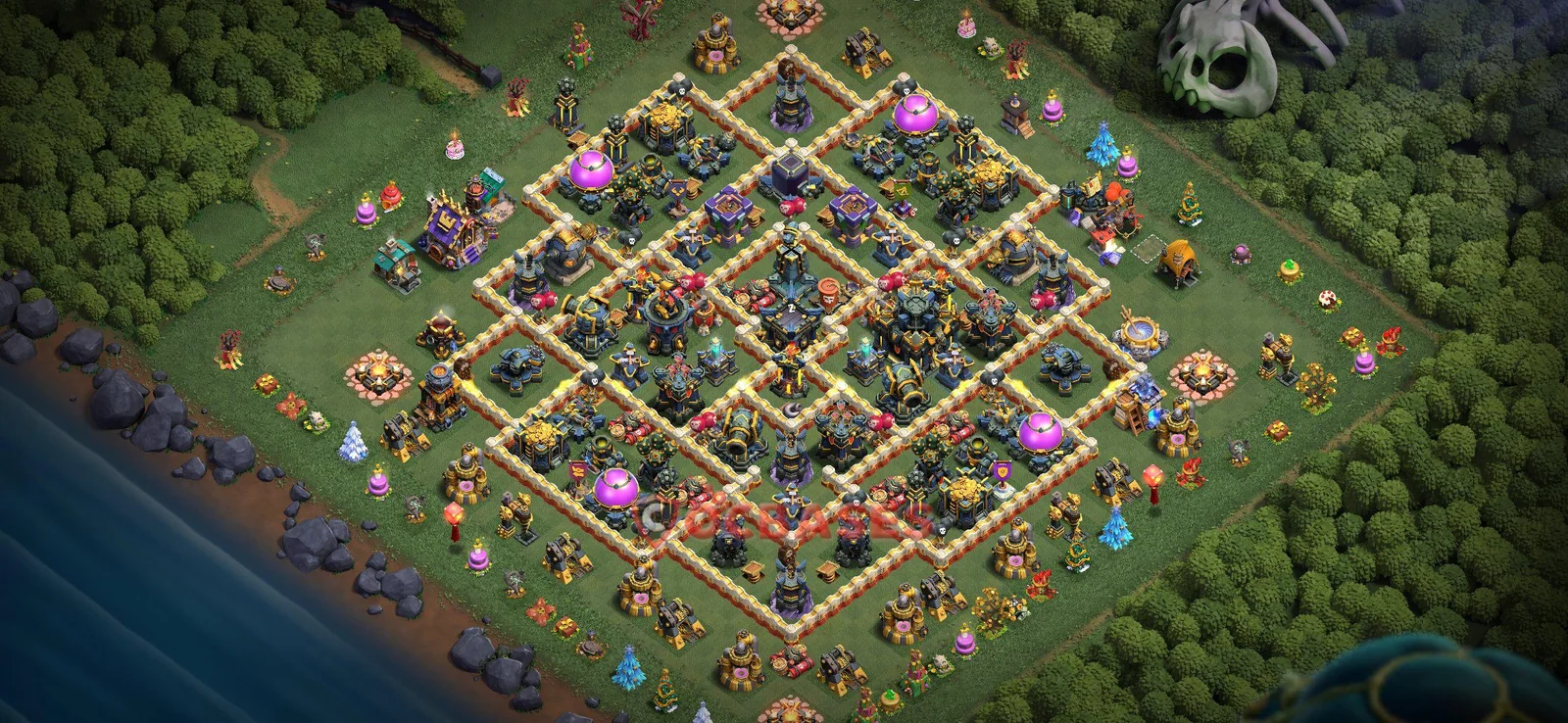 Hybrid (Defense) Base TH17 with Link | Clash of Clans Bases | Layouts ID 7scgv