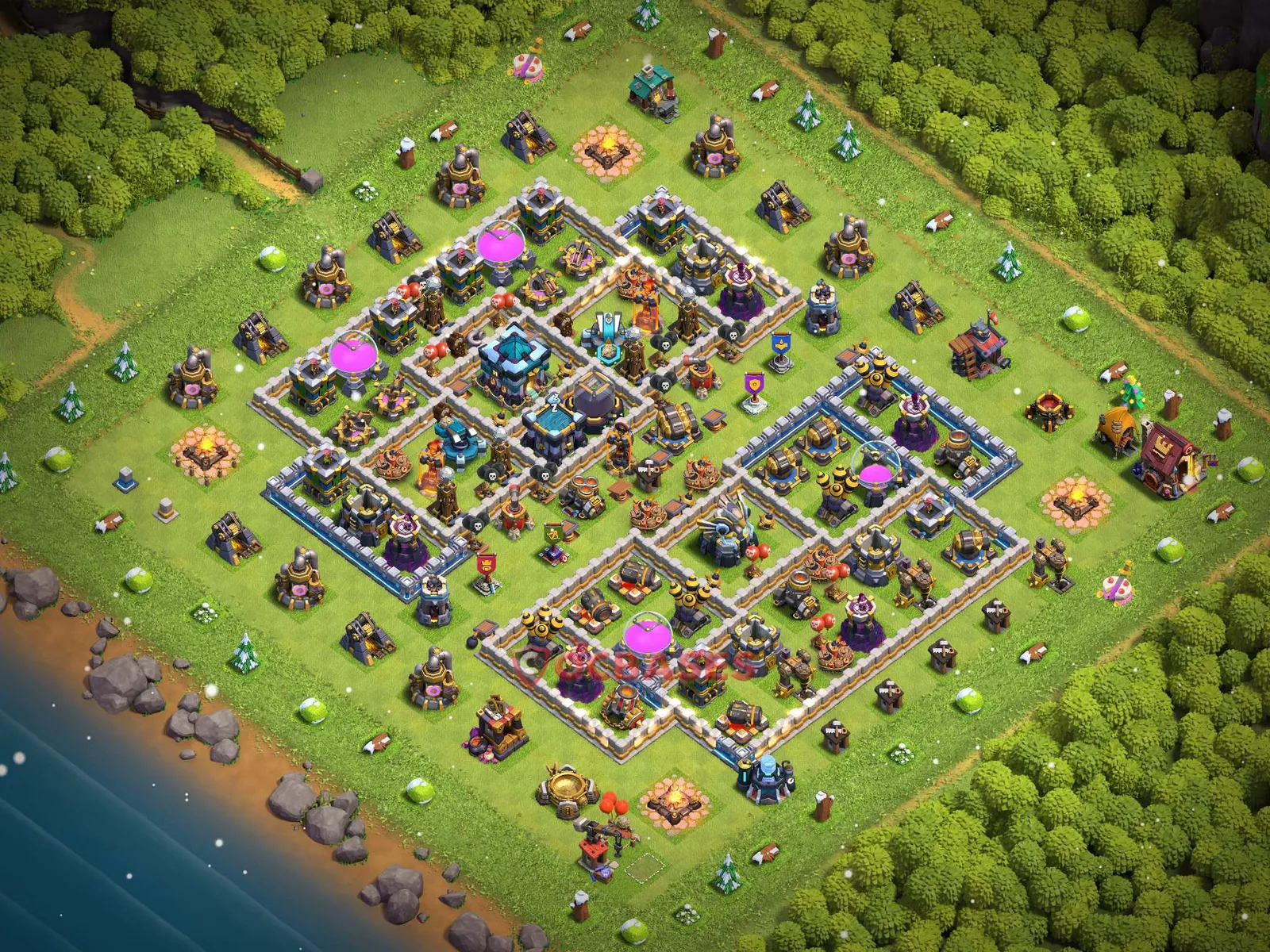 Hybrid (Defense) Base TH13 with Link | Clash of Clans Bases | Layouts ID 7xnwa