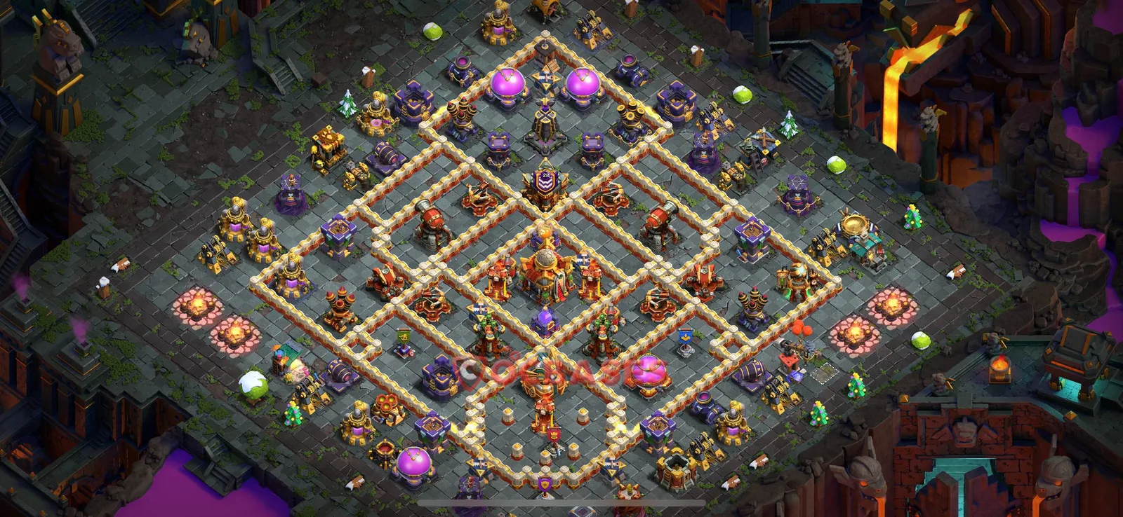 Hybrid (Defense) Base TH16 with Link | Clash of Clans Bases | Layouts ID 8pl8c