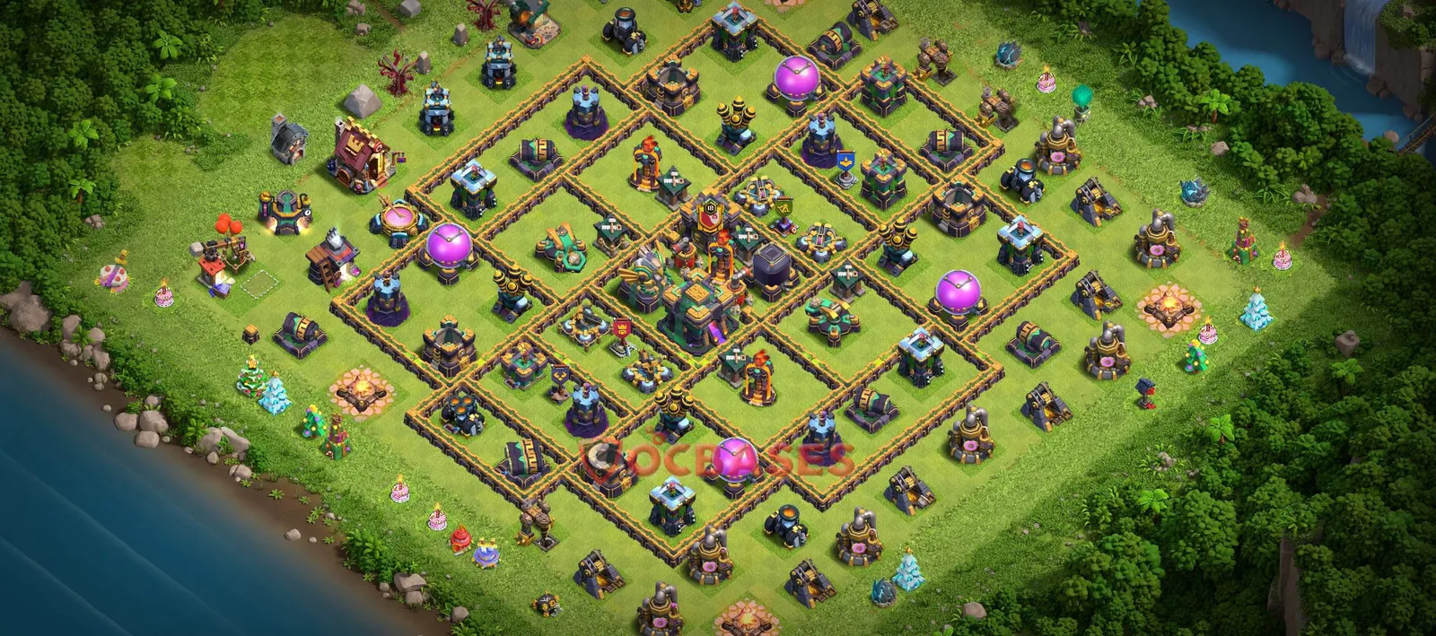 Hybrid (Defense) Base TH14 with Link | Clash of Clans Bases | Layouts ID a4hyw