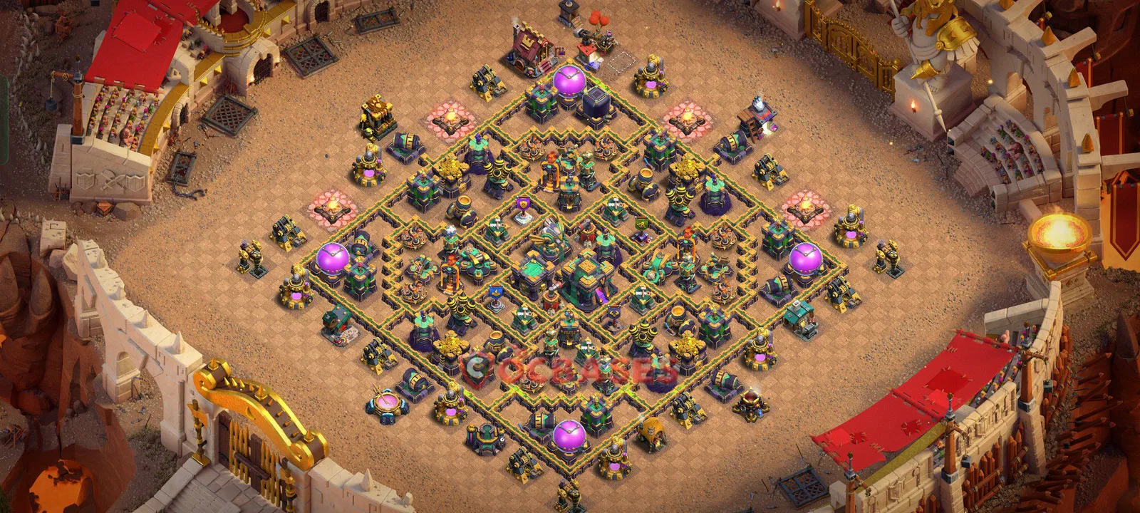 Hybrid (Defense) Base TH14 with Link | Clash of Clans Bases | Layouts ID ae4gq