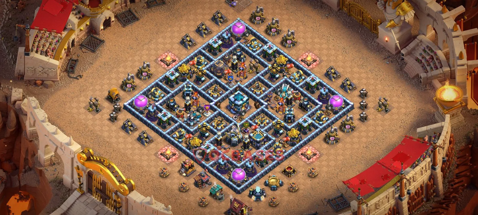 Hybrid (Defense) Base TH13 with Link | Clash of Clans Bases | Layouts ID aro4k