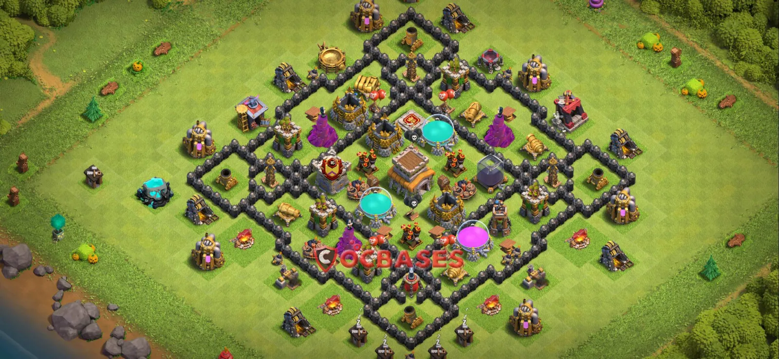 Hybrid (Defense) Base TH8 with Link | Clash of Clans Bases | Layouts ID avq5a