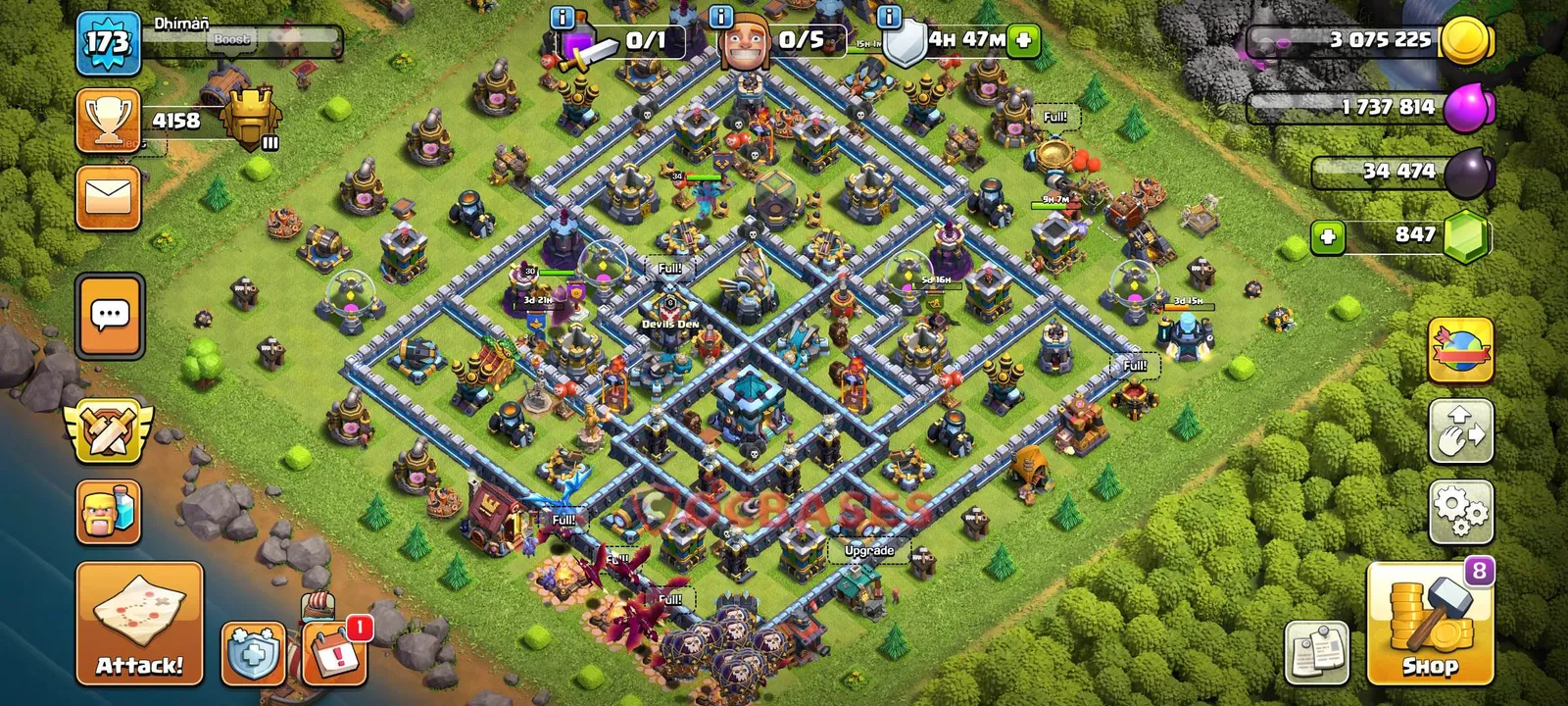 Hybrid (Defense) Base TH13 with Link | Clash of Clans Bases | Layouts ID awck7