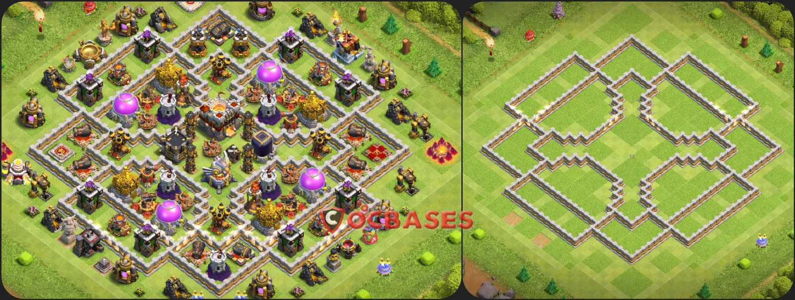 Hybrid (Defense) Base TH11 with Link | Clash of Clans Bases | Layouts ID c6liu