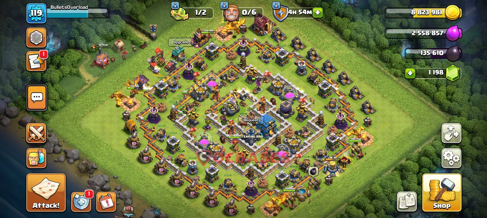 Hybrid (Defense) Base TH12 with Link | Clash of Clans Bases | Layouts ID cpoqt