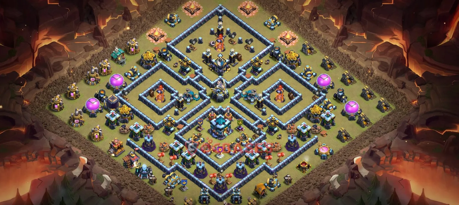 Hybrid (Defense) Base TH13 with Link | Clash of Clans Bases | Layouts ID d8qp1
