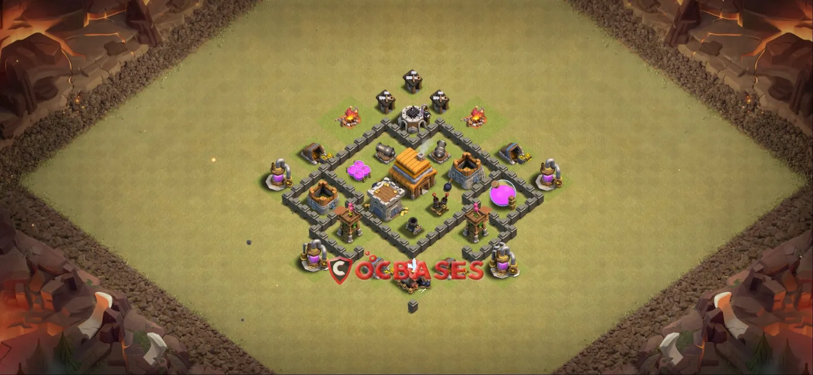Hybrid (Defense) Base TH4 with Link | Clash of Clans Bases | Layouts ID denmi