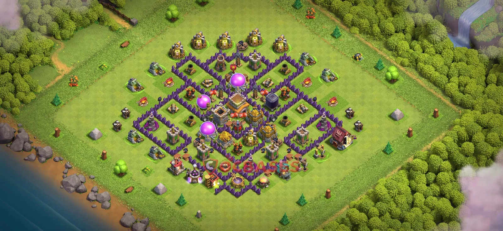 Hybrid (Defense) Base TH8 with Link | Clash of Clans Bases | Layouts ID e0i9c