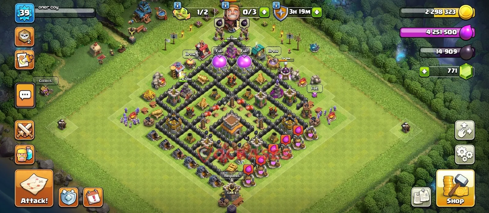 Hybrid (Defense) Base TH8 with Link | Clash of Clans Bases | Layouts ID e4575