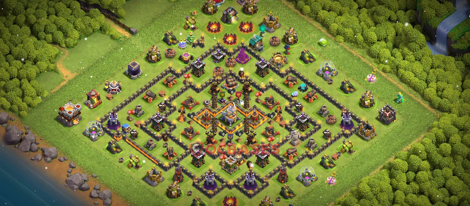 Hybrid (Defense) Base TH11 with Link | Clash of Clans Bases | Layouts ID eawya