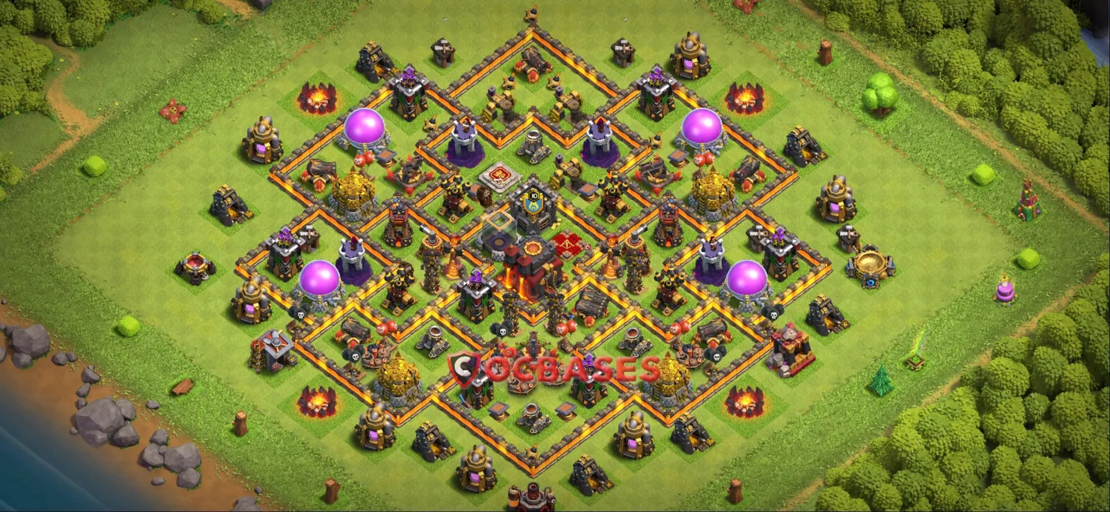 Hybrid (Defense) Base TH10 with Link | Clash of Clans Bases | Layouts ID efat4