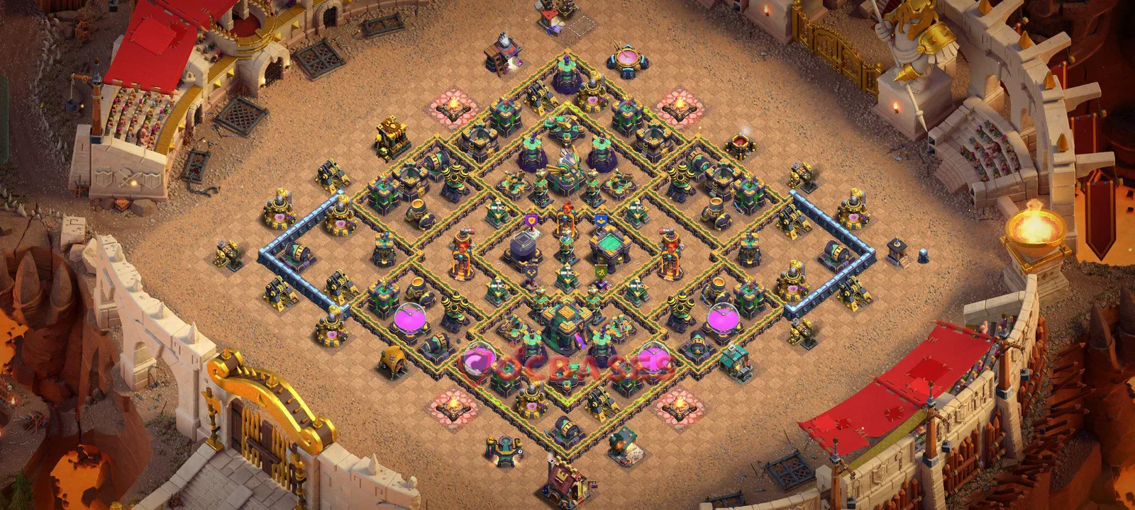 Hybrid (Defense) Base TH14 with Link | Clash of Clans Bases | Layouts ID ehz7w