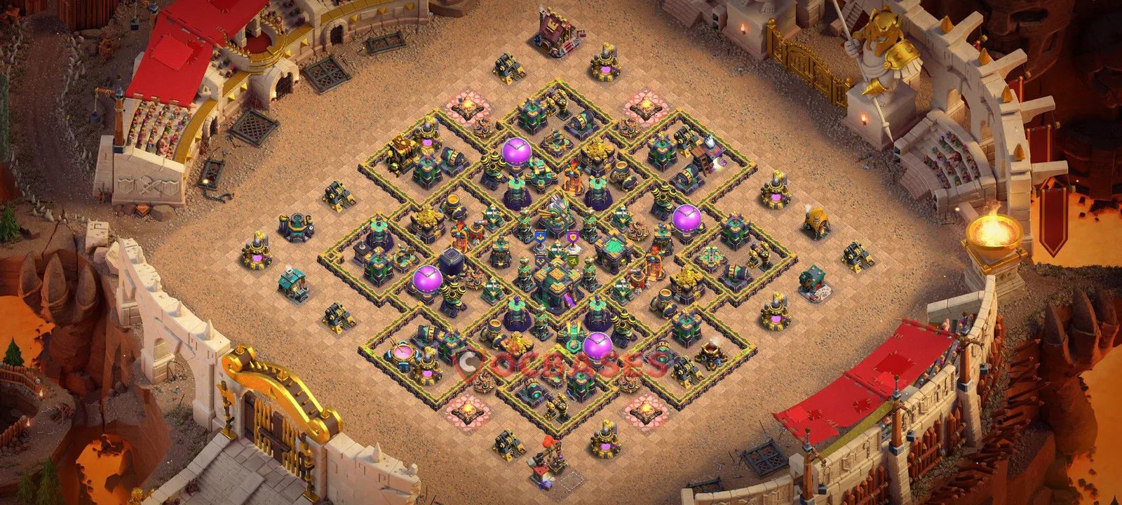 Hybrid (Defense) Base TH14 with Link | Clash of Clans Bases | Layouts ID enzy6