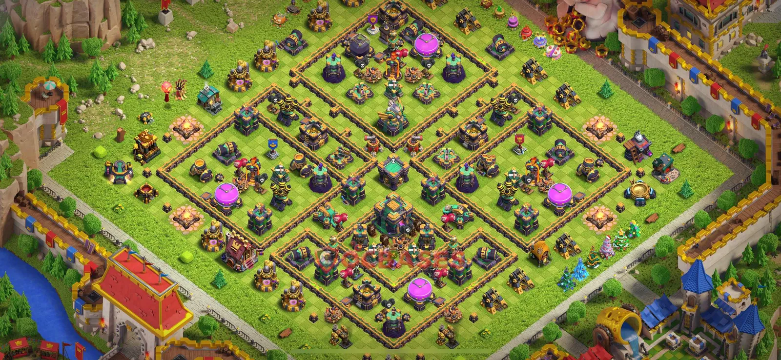 Hybrid (Defense) Base TH14 with Link | Clash of Clans Bases | Layouts ID eoh7j