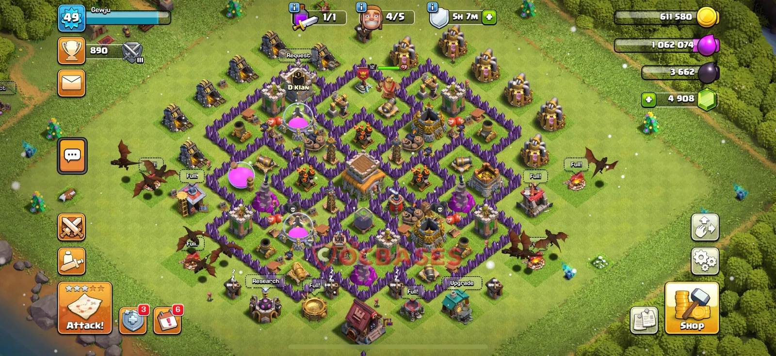 Hybrid (Defense) Base TH8 with Link | Clash of Clans Bases | Layouts ID fevvb