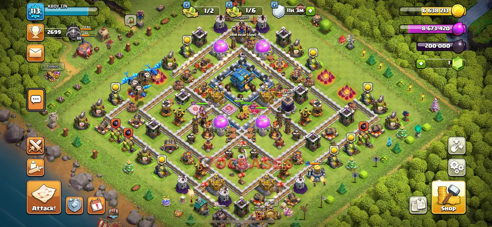 Hybrid (Defense) Base TH12 with Link | Clash of Clans Bases | Layouts ID fi1q8
