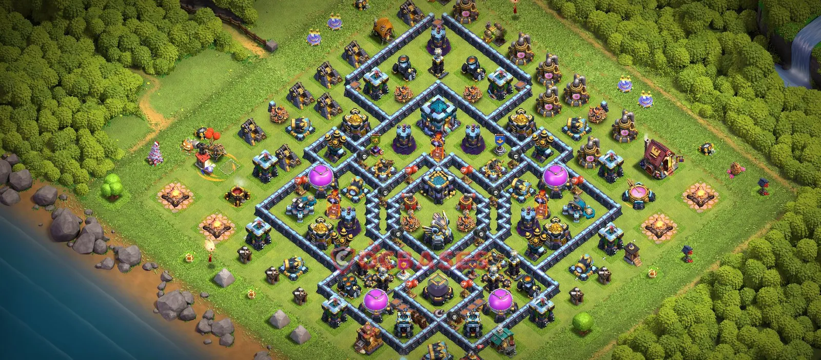 Hybrid (Defense) Base TH13 with Link | Clash of Clans Bases | Layouts ID g0fwh