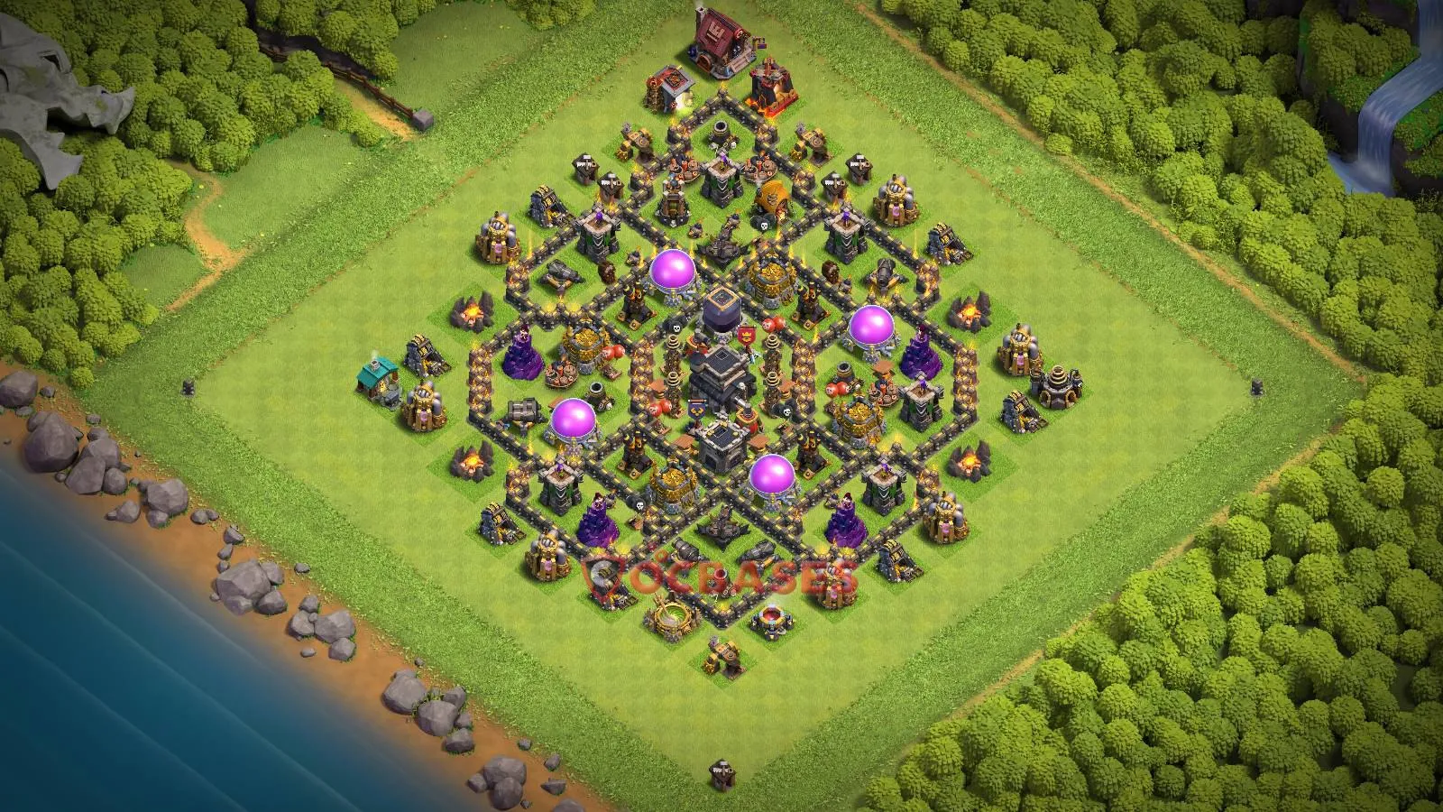 Hybrid (Defense) Base TH9 with Link | Clash of Clans Bases | Layouts ID g27ld