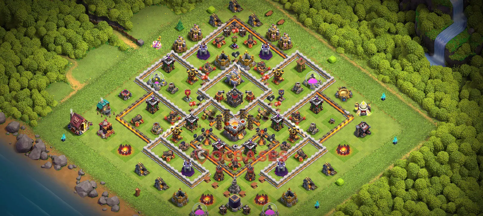 Hybrid (Defense) Base TH11 with Link | Clash of Clans Bases | Layouts ID gzn09
