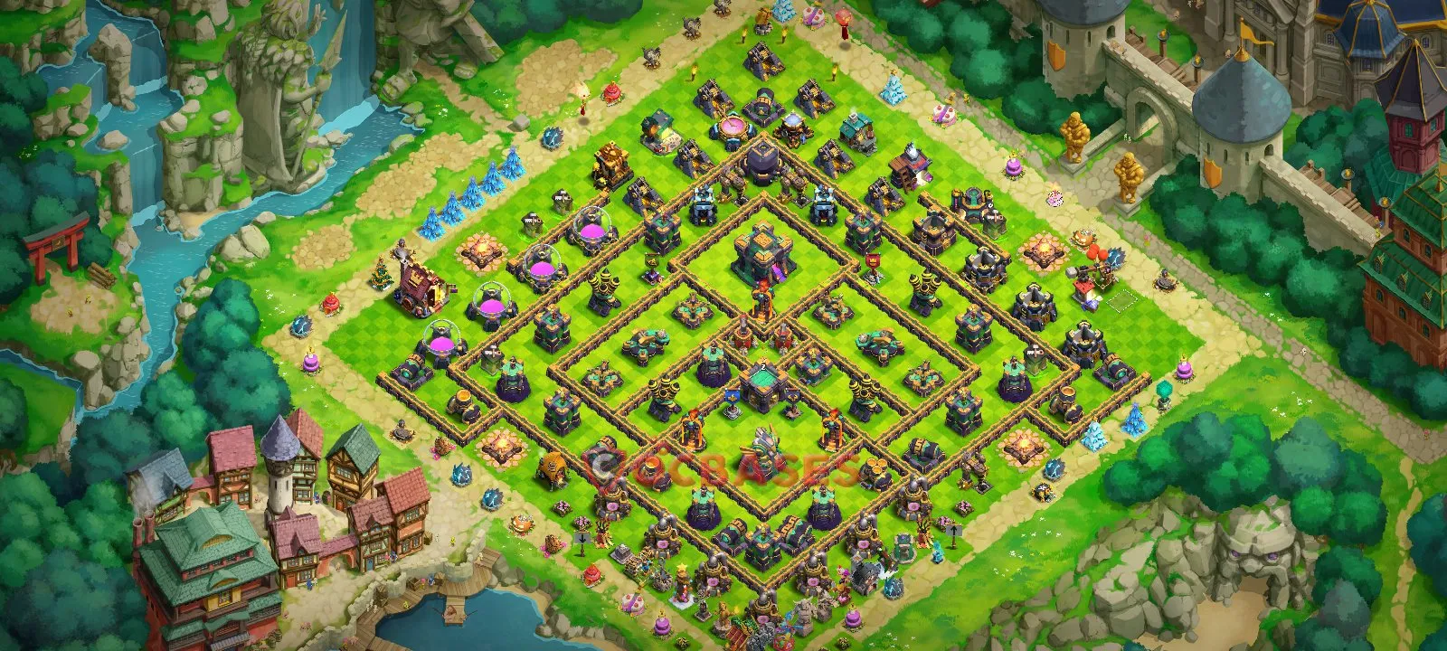 Hybrid (Defense) Base TH14 with Link | Clash of Clans Bases | Layouts ID hxduw
