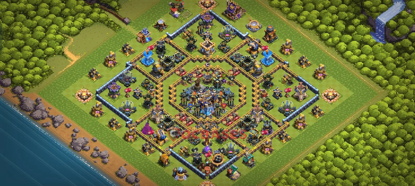 Hybrid (Defense) Base TH18 with Link | Clash of Clans Bases | Layouts ID j7a0l