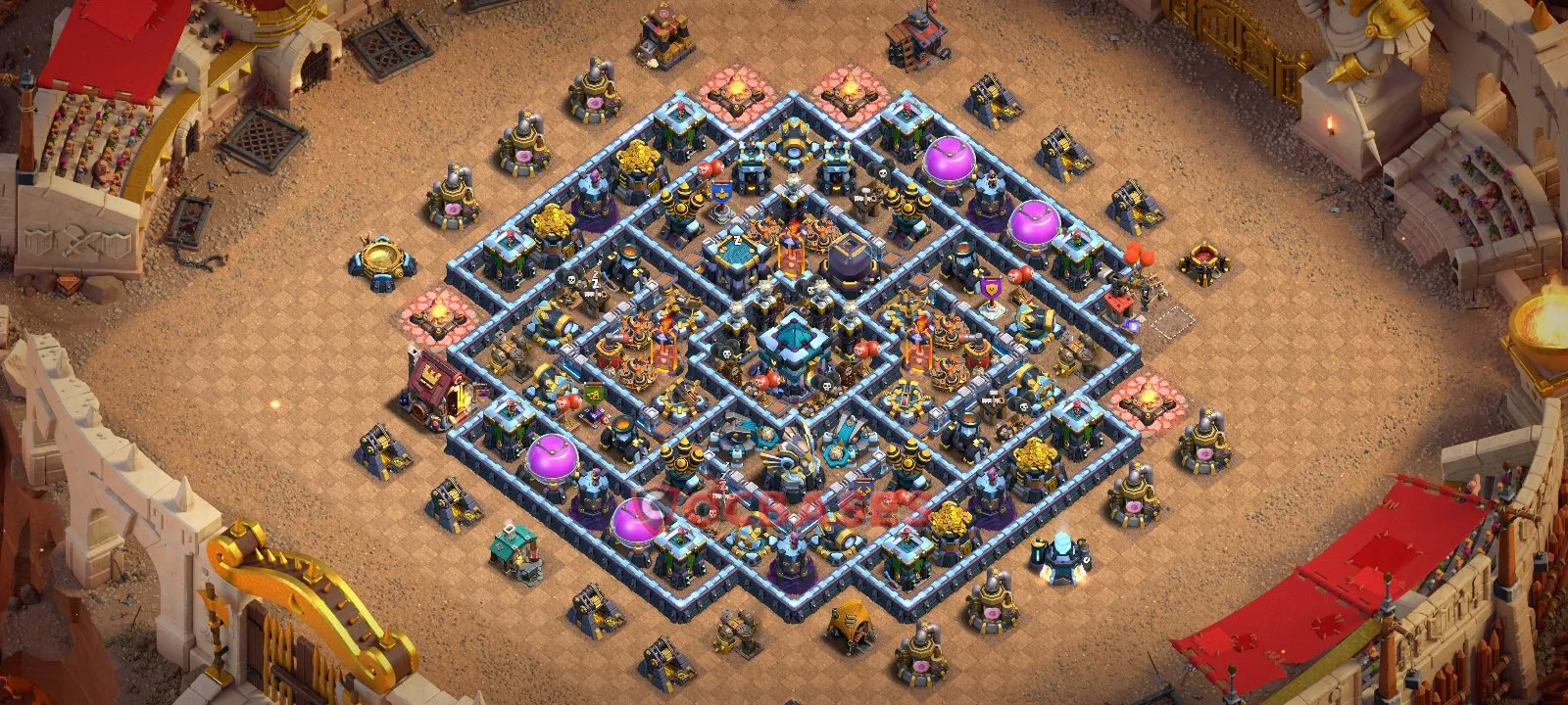 Hybrid (Defense) Base TH13 with Link | Clash of Clans Bases | Layouts ID j8pbr