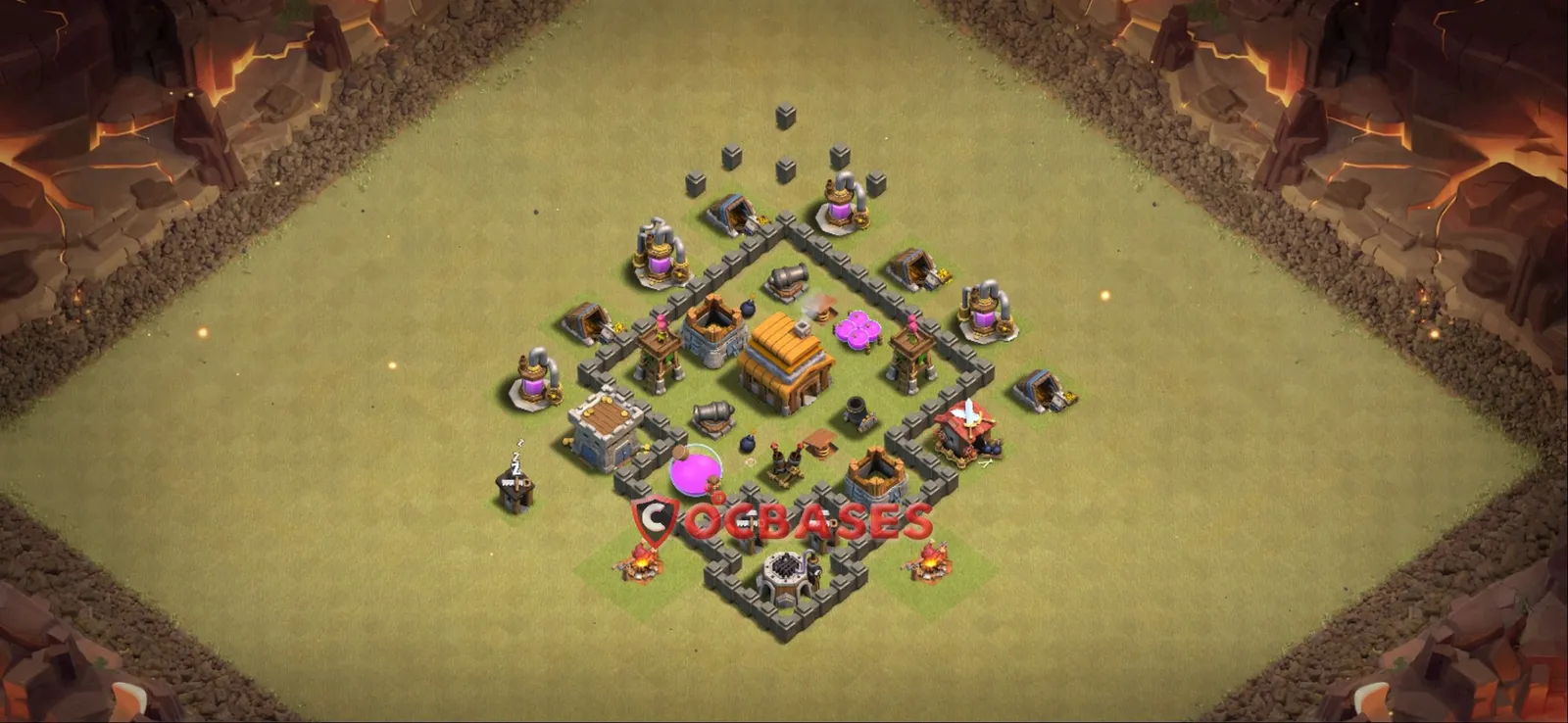 Hybrid (Defense) Base TH4 with Link | Clash of Clans Bases | Layouts ID j9kva