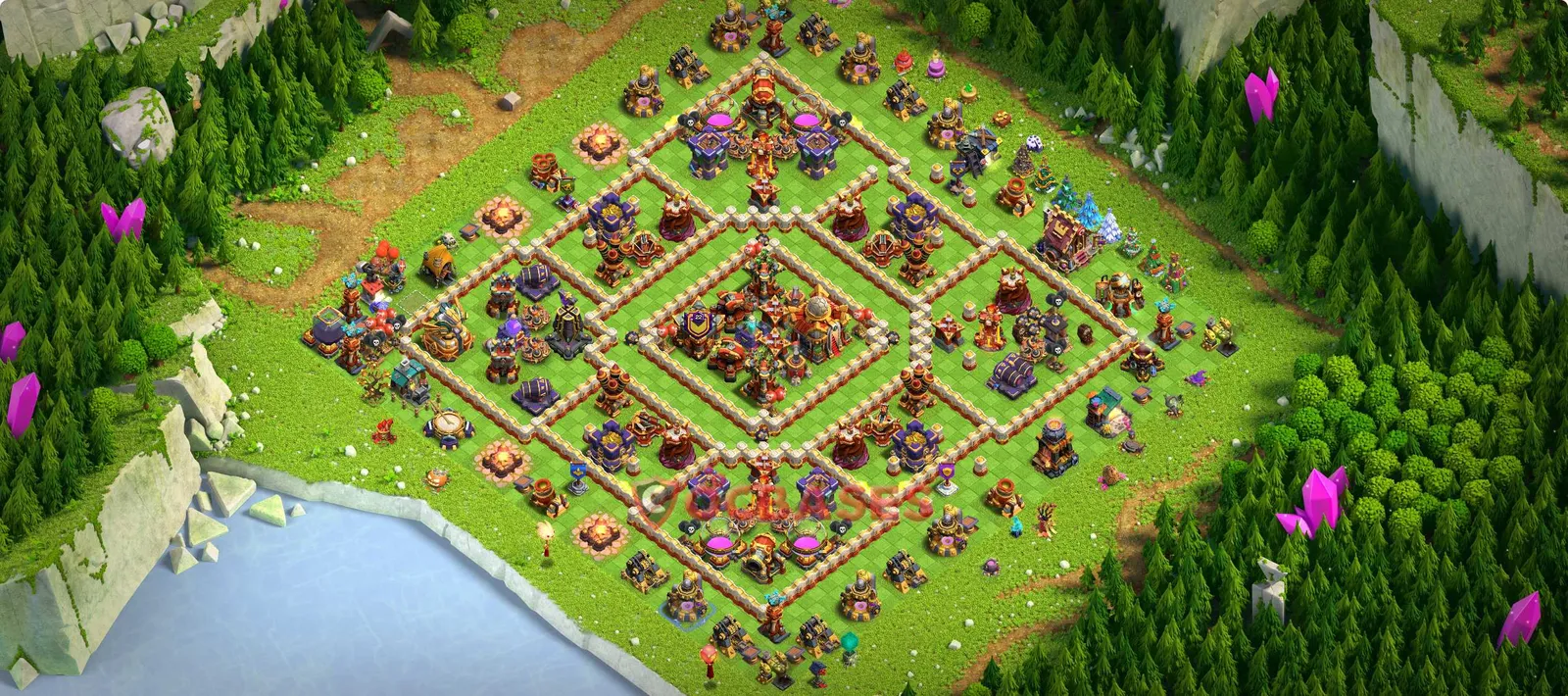 Hybrid (Defense) Base TH16 with Link | Clash of Clans Bases | Layouts ID jtc7z