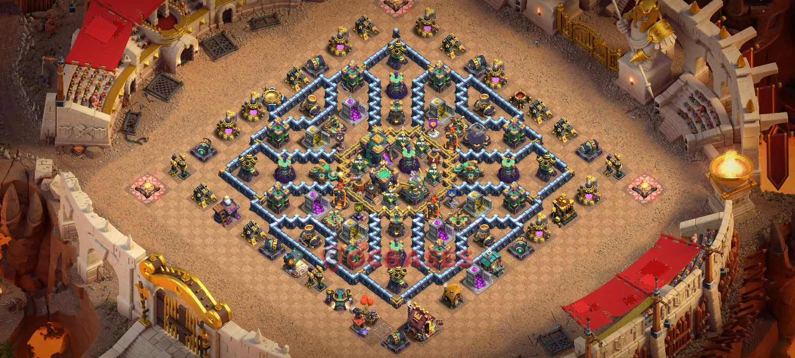 Hybrid (Defense) Base TH14 with Link | Clash of Clans Bases | Layouts ID kdovj