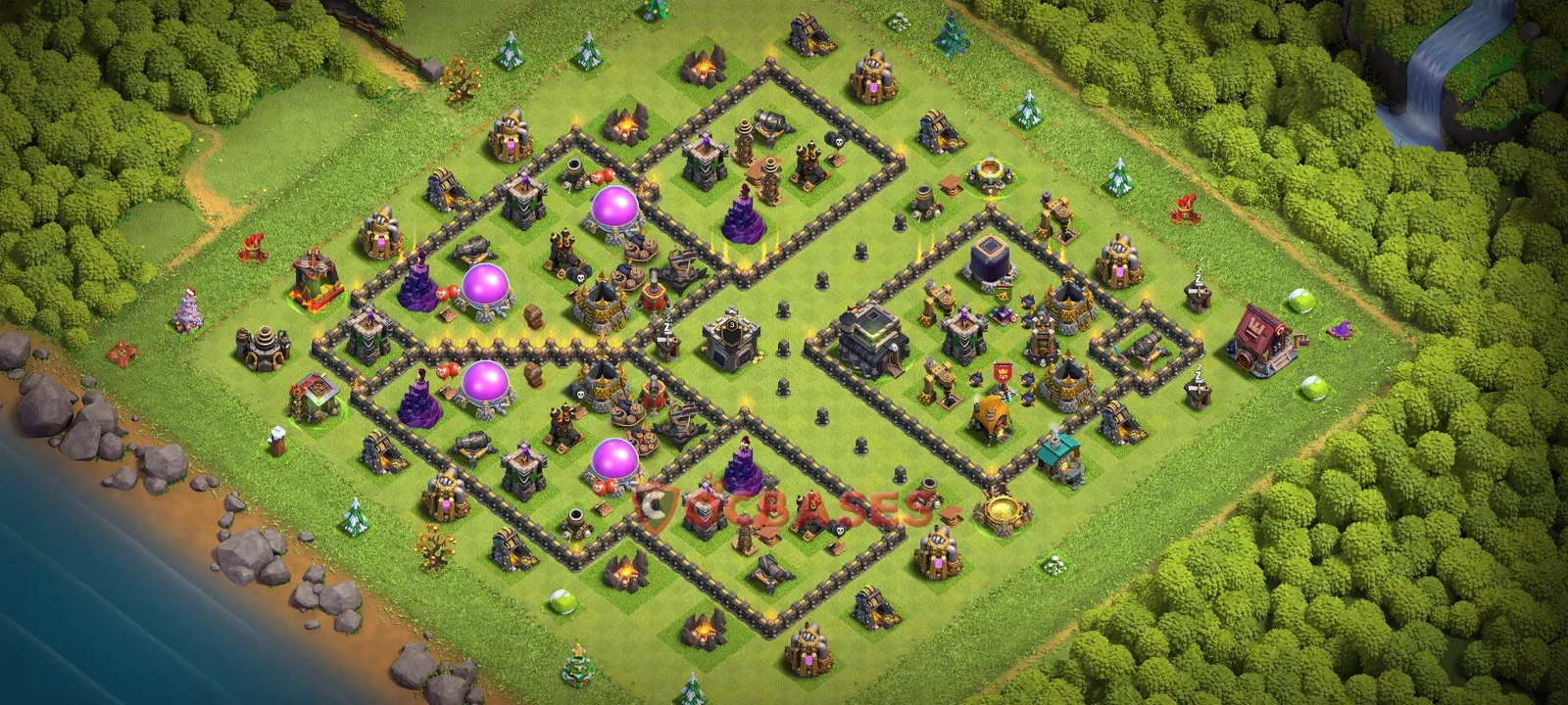Hybrid (Defense) Base TH9 with Link | Clash of Clans Bases | Layouts ID kktje