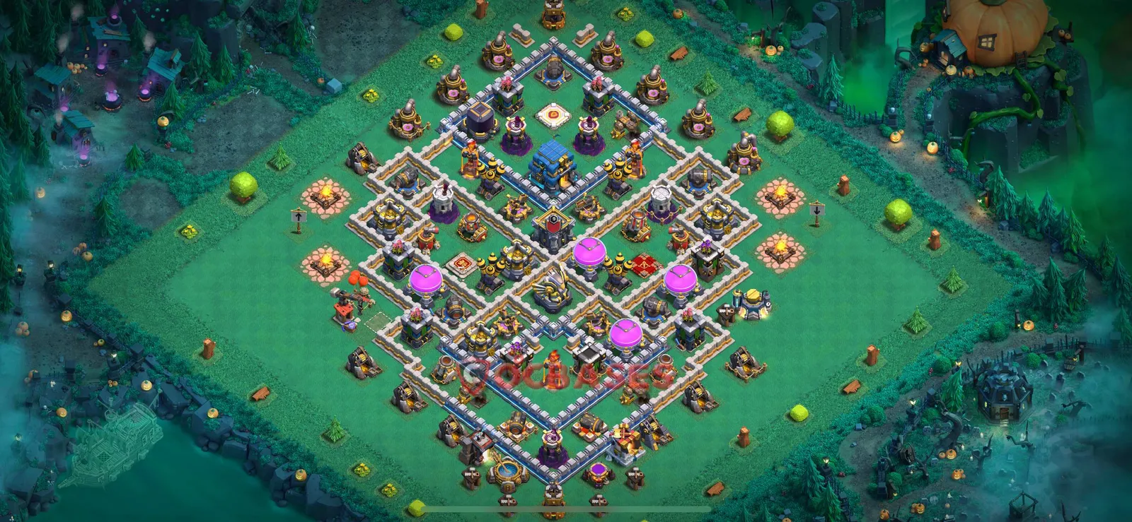 Hybrid (Defense) Base TH12 with Link | Clash of Clans Bases | Layouts ID kzs6w