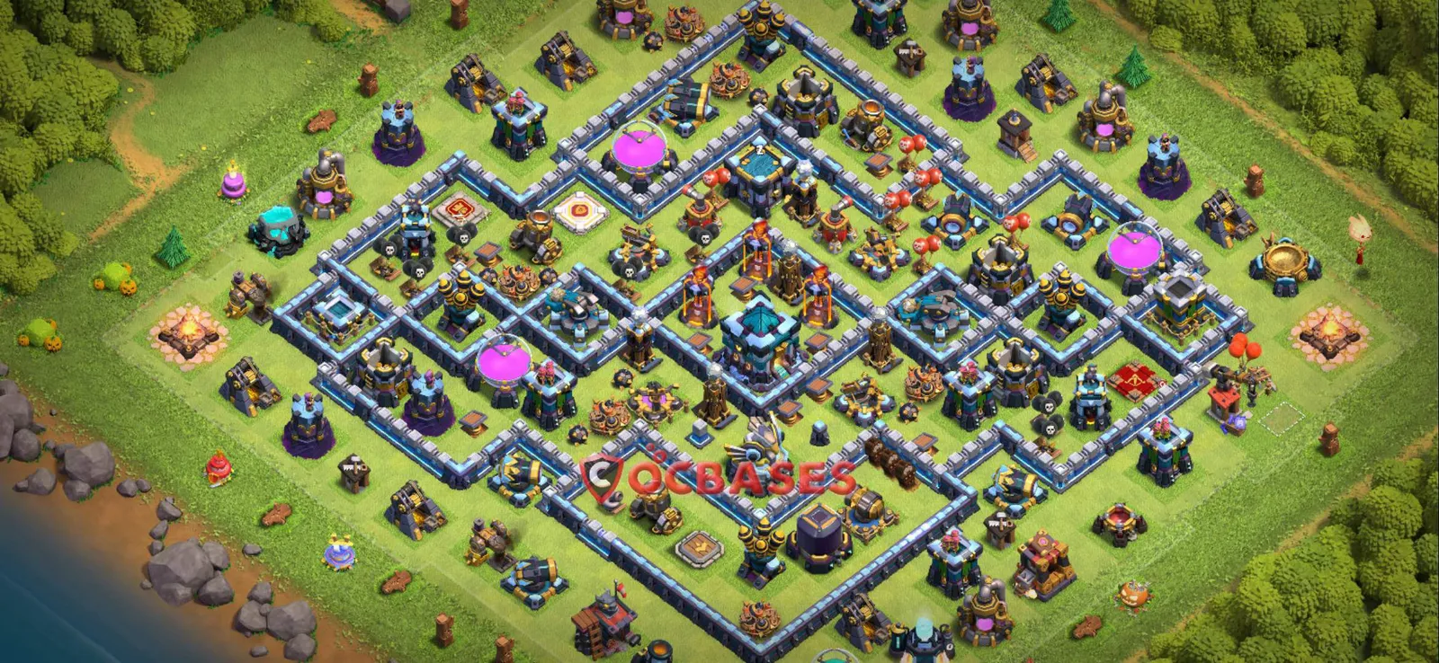 Hybrid (Defense) Base TH13 with Link | Clash of Clans Bases | Layouts ID l5js3