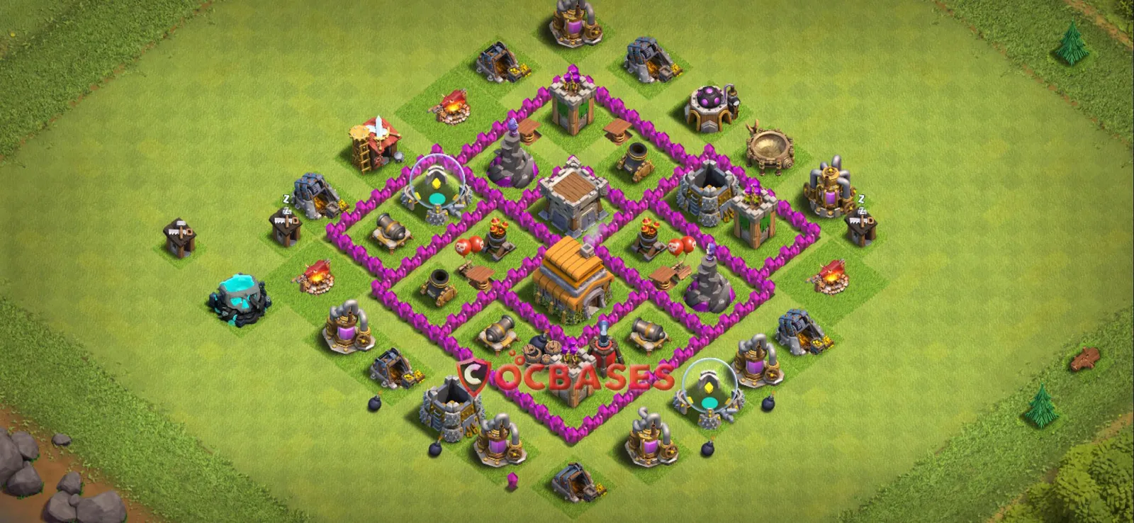 Hybrid (Defense) Base TH6 with Link | Clash of Clans Bases | Layouts ID l67gb